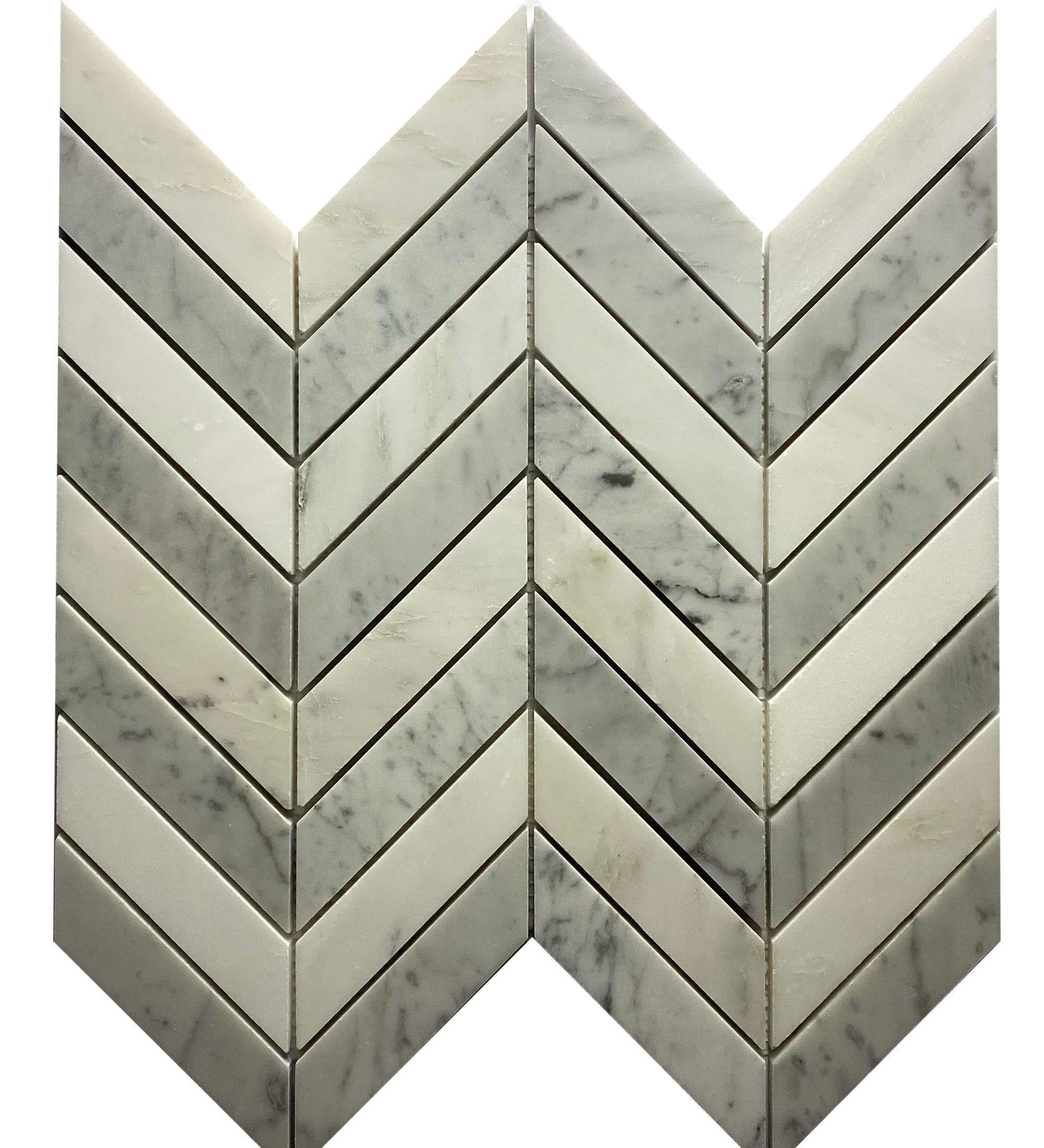 Carrara + Oriental White Chevron - Faiola Tile
