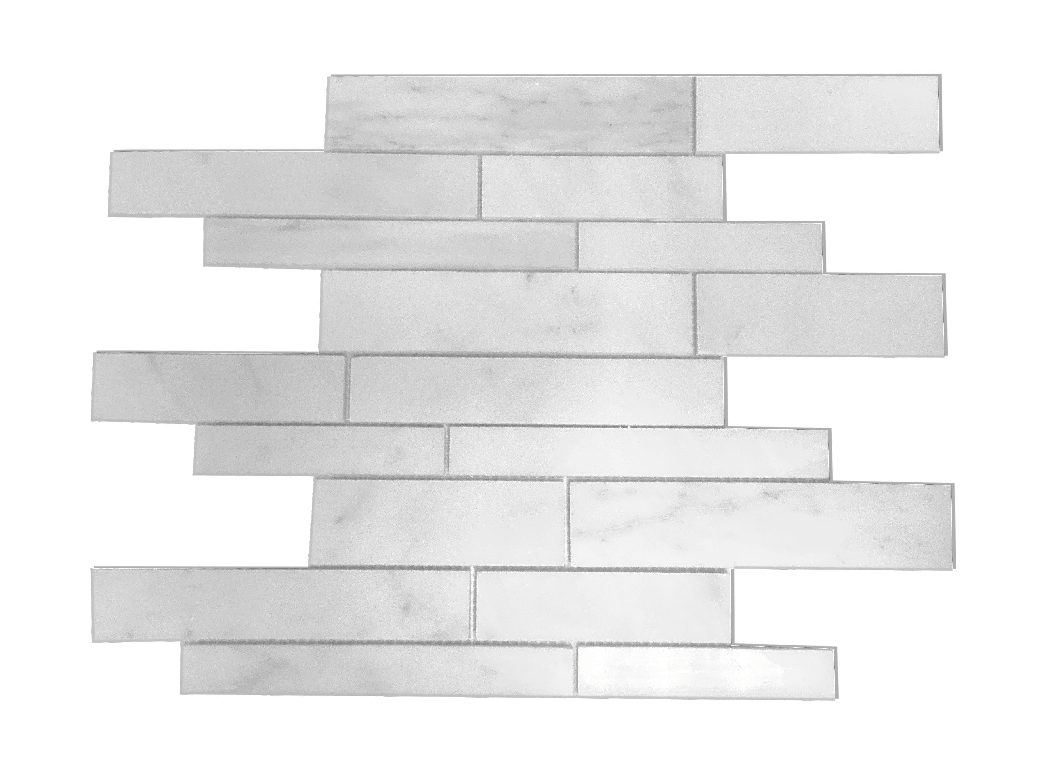Ice White Marble Random Strip mosaic, backsplash â CIF Distributors
